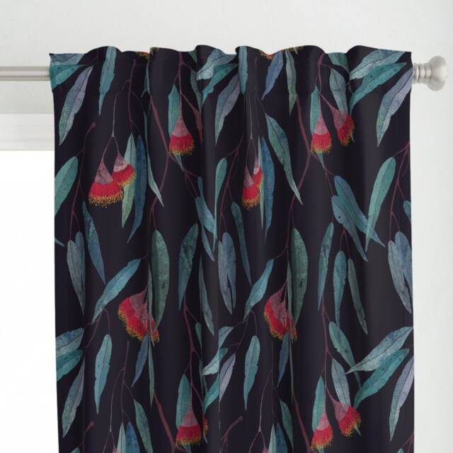 Eucalyptus Curtain Panel - Japanese Botanical Watercolor Custom Leaves & Flowers By Lavish_Season - image 1