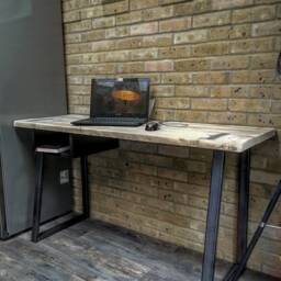 Reclaimed Wood Office Desk - Industrial Metal Legs, Custom Build - thumbnail 3
