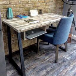 Reclaimed Wood Office Desk - Industrial Metal Legs, Custom Build - thumbnail 1