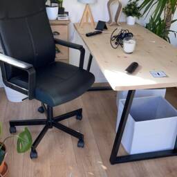 Reclaimed Wood Office Desk - Industrial Metal Legs, Custom Build - thumbnail 2