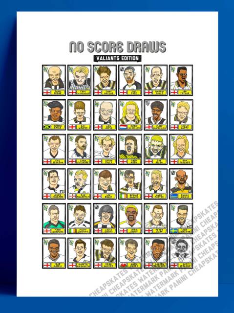 Port Vale - No Score Draws Valiants Edition A3 Print Of 36 Hand-Drawn Panini-style Pvfc Legends Cheapskate Football Art - image 1