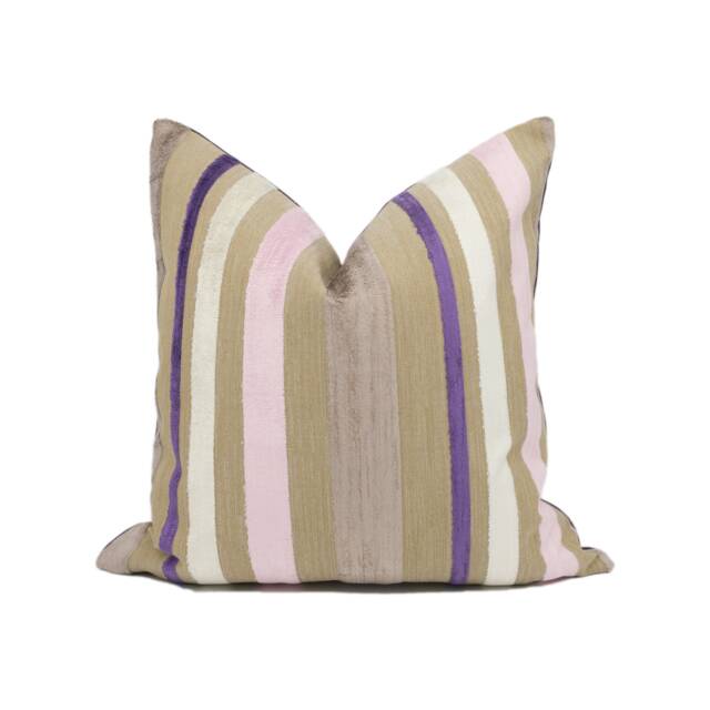 Designers Guild - Trasimeno Blossom Luxurious Cut Velvet Striped Cushion Cover Handmade Throw Pillow Designer Home D??cor - image 1