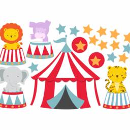 Circus Tent Animals Wall Decals, Carnival Big Top Reusable Animal Vinyl Cling - thumbnail 2