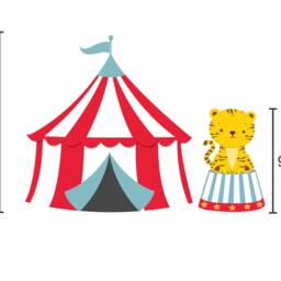 Circus Tent Animals Wall Decals, Carnival Big Top Reusable Animal Vinyl Cling - thumbnail 3