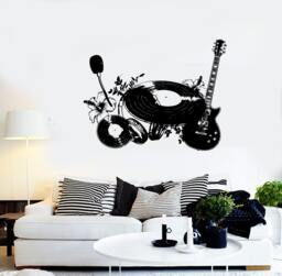 Wall Vinyl Music Shield Flower Instruments Guaranteed Quality Decal Mural Art 1554Dz - thumbnail 1