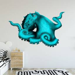 Octopus Decal - Tentacles Ocean Wall Mural Reusable Fabric Vwaq-Ocw2 - thumbnail 2