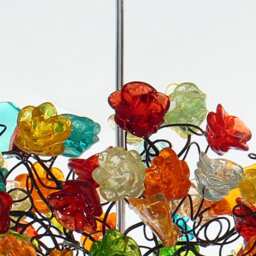 Hanging Pendant Lighting With Colorful Roses Flowers For Children Room, Or As A Bedside Light - thumbnail 3