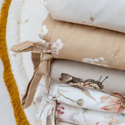 Ecru Small Flowers & Mustard - Round Baby Play Mat, Boxkleed - thumbnail 4