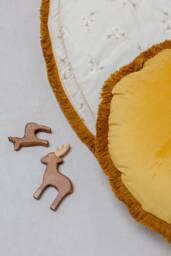 Ecru Small Flowers & Mustard - Round Baby Play Mat, Boxkleed - thumbnail 1