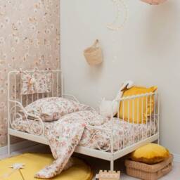 Ecru Small Flowers & Mustard - Round Baby Play Mat, Boxkleed - thumbnail 3