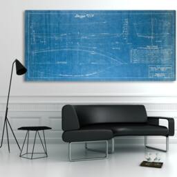 Vintage 1940 V Bottom Fisherman Boat Blueprint Canvas Wall Art - thumbnail 2