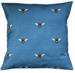 "Denim Blue Bumble Bee Cushion Cover 14"" 16"" 18"" 20"" 22"" 24" - thumbnail 1