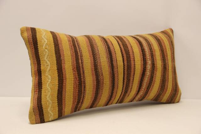 Throw Kilim Pillow 12x24 Inch - 30x60 cm Vintage Rug Turkish Pillow Cushion Art Deco Lumbar Cover 4Oaf-437 - image 1