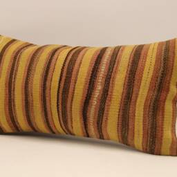 Throw Kilim Pillow 12x24 Inch - 30x60 cm Vintage Rug Turkish Pillow Cushion Art Deco Lumbar Cover 4Oaf-437 - thumbnail 3