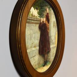 Light Oak Oval Wooden Framed Picture, Briton Rivi??re, Play Fellows, Art Print, Wall Hanging Home Decor Antique Vintage Style - thumbnail 2