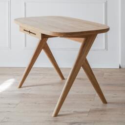 Small Solid Oak Writing Desk With Drawer For Laptop Also As Makeup Vanity Table Her - thumbnail 4