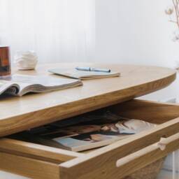 Small Solid Oak Writing Desk With Drawer For Laptop Also As Makeup Vanity Table Her - thumbnail 2