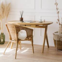 Small Solid Oak Writing Desk With Drawer For Laptop Also As Makeup Vanity Table Her - thumbnail 3