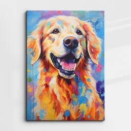 Golden Retriever Fun Animal Dog Pet Lover Abstract Oil Painting Wall Art, Framed Canvas Poster Print, Home Kitchen Office Room Decor, Gifts - thumbnail 3