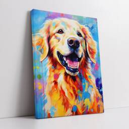 Golden Retriever Fun Animal Dog Pet Lover Abstract Oil Painting Wall Art, Framed Canvas Poster Print, Home Kitchen Office Room Decor, Gifts - thumbnail 2