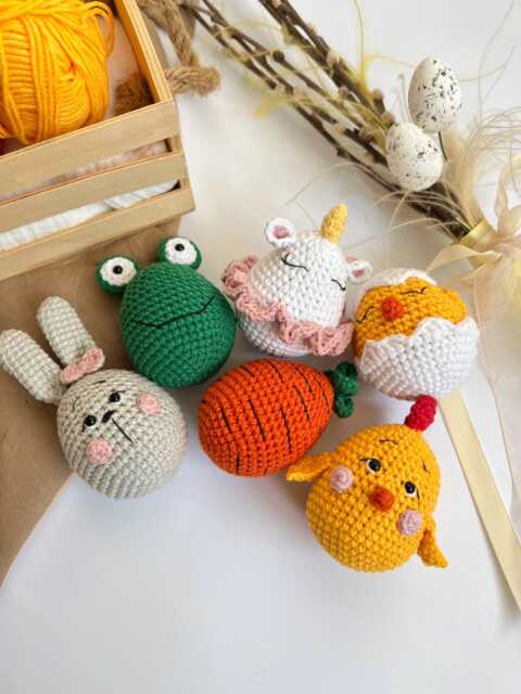 Baby First Easter Basket Stuffers Egg Rattle, Crochet Carrot Montessori Baby & Toddler Toys Infant - image 1