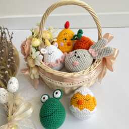 Baby First Easter Basket Stuffers Egg Rattle, Crochet Carrot Montessori Baby & Toddler Toys Infant - thumbnail 2