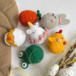 Baby First Easter Basket Stuffers Egg Rattle, Crochet Carrot Montessori Baby & Toddler Toys Infant - thumbnail 4