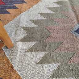 Handwoven Wool Jute Flatweave Rug With Geometric Diamond Motifs - thumbnail 4