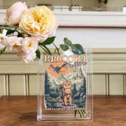 Broccoli The Fierce Book Vase, Fantasy Cat Flower Quest Squad Lover Gift, Dragon Adventure Acrylic Vase For Readers - thumbnail 1