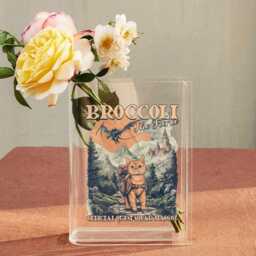 Broccoli The Fierce Book Vase, Fantasy Cat Flower Quest Squad Lover Gift, Dragon Adventure Acrylic Vase For Readers - thumbnail 2