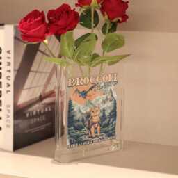 Broccoli The Fierce Book Vase, Fantasy Cat Flower Quest Squad Lover Gift, Dragon Adventure Acrylic Vase For Readers - thumbnail 3