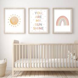 You Are My Sunshine Prints - Nursery Wall Art Playroom Rainbow Theme Decor Girls Bedroom - thumbnail 2