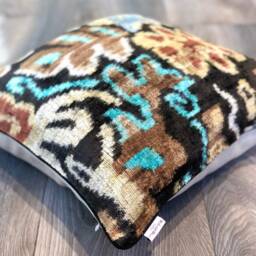 Sealife Velvet Ikat Pillow Cover - Decorative Cushion For Sofa Or Bed - thumbnail 2
