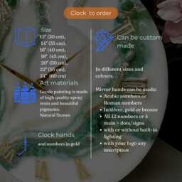 Emerald Lines Epoxy Resin Clock, Elegant Wall Clock, Green Aventurine & Agate Inlay - thumbnail 2