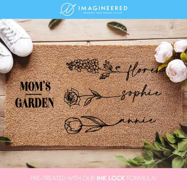 Personalized Mother's Day Doormat, Custom Gift For Mom, Mom's Garden Birth Flower, Welcome Mat - image 1