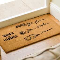 Personalized Mother's Day Doormat, Custom Gift For Mom, Mom's Garden Birth Flower, Welcome Mat - thumbnail 2