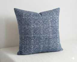 Hmong Indigo Batik Pillow Cover - Hill Tribe Ethnic Cushion - 20x20 - thumbnail 1