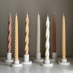 Tall Twisted Soy Wax Taper Candle Handmade Dinner Decor - thumbnail 2