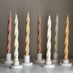 Tall Twisted Soy Wax Taper Candle Handmade Dinner Decor