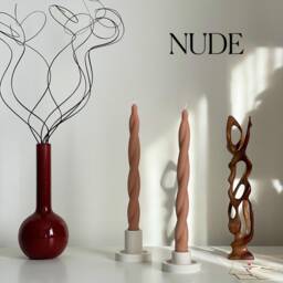 Tall Twisted Soy Wax Taper Candle Handmade Dinner Decor - thumbnail 3