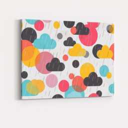 Playful Geometric Rain Clouds Abstract Pattern Canvas Wall Art Print Decor Picture Ready To Hang - thumbnail 4