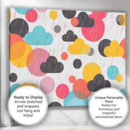 Playful Geometric Rain Clouds Abstract Pattern Canvas Wall Art Print Decor Picture Ready To Hang - thumbnail 3