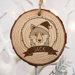 Personalised Woodland Wolf Christmas Tree Decoration - thumbnail 1