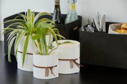 Recycled Paper Flower Pot Scandi Style, Waterproof Planter - thumbnail 1