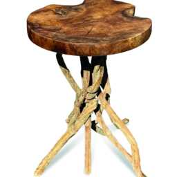 Mushroom Liliana Driftwood Teak Side Table 65cm High - thumbnail 2