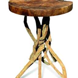 Mushroom Liliana Driftwood Teak Side Table 65cm High - thumbnail 4