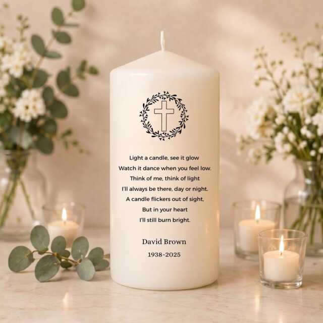 Memorial Candle - Light A Poem Personalized Remembrance Gift Funeral Tribute Loss Of Loved One Unscented - image 1