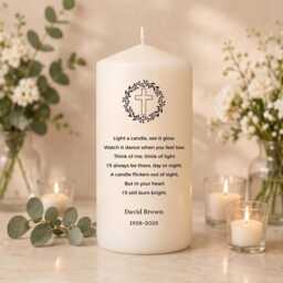 Memorial Candle - Light A Poem Personalized Remembrance Gift Funeral Tribute Loss Of Loved One Unscented - thumbnail 1