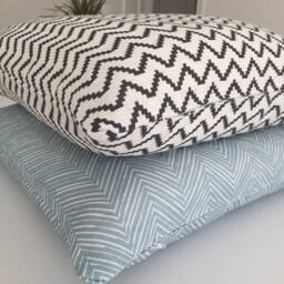 Set Of 2 Xl Scandi Cushions With Inserts Included - Sky Blue/White & Black/White - thumbnail 3