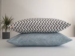 Set Of 2 Xl Scandi Cushions With Inserts Included - Sky Blue/White & Black/White - thumbnail 1
